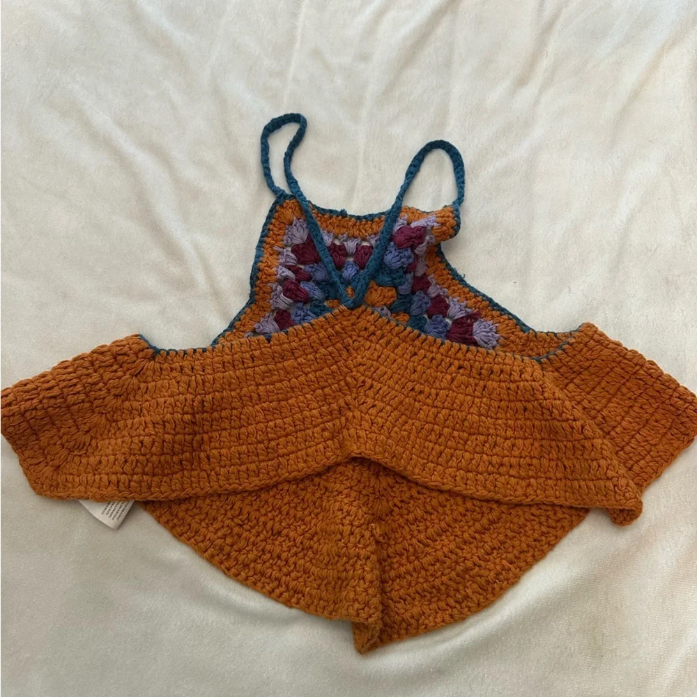 Free People Brown Bella Crochet Halter Top Size Large 38051